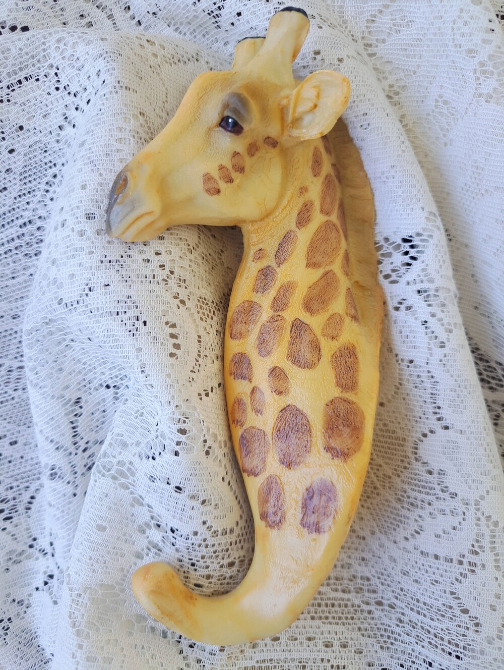 Vtg Hand-Painted Resin Giraffe Wall Hook – Safari Nursery & Entryway Decor 6.5"
